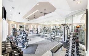 Austin apartment for rent - a gym with cardio equipment and glass walls