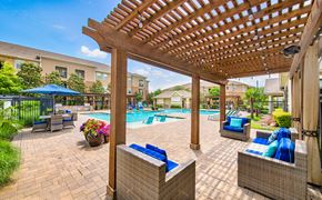 Carrollton apartment for rent - the reserve at city center spacious patio with pool and pergola