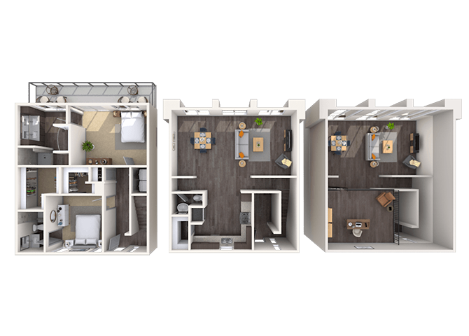Floor plan for 2 beds, 2 baths, 1463 sqft