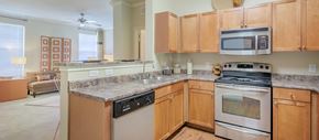 Roanoke apartment for rent - a kitchen with a stove microwave and a sink