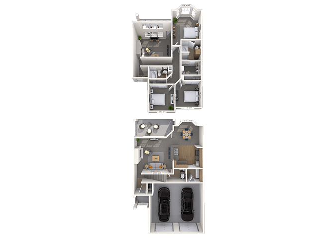 Floor plan for 3 beds, 2.5 baths, 1433 sqft