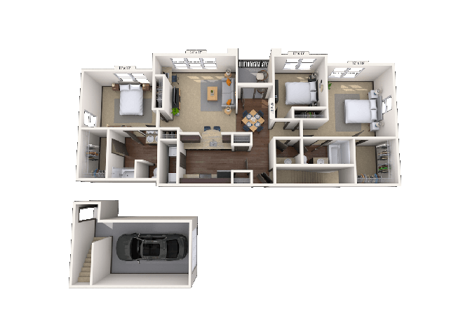 Floor plan for 3 beds, 2 baths, 1450 sqft