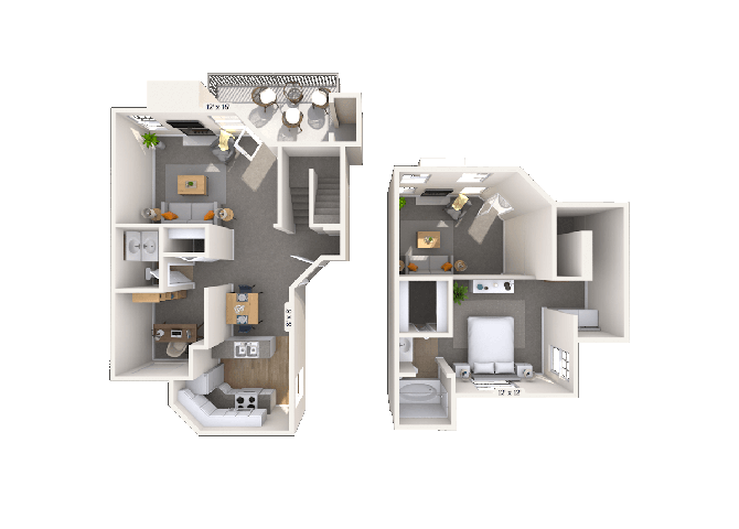 Floor plan for 1 bed, 1 bath, 928 sqft