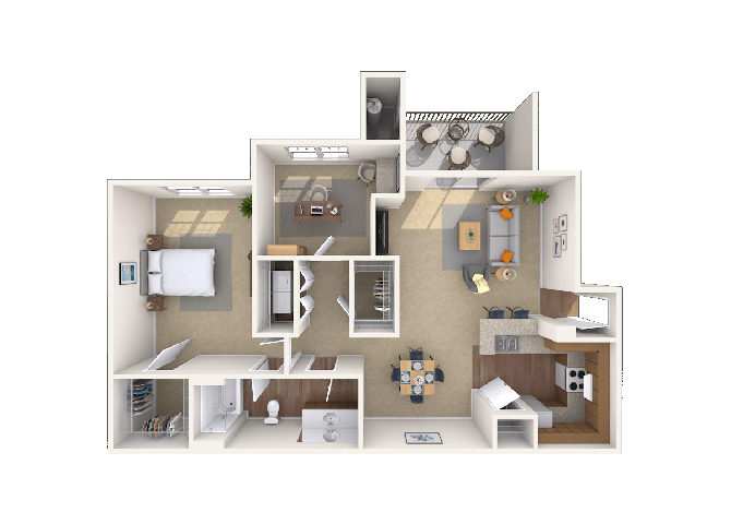 Floor plan for 1 bed, 1 bath, 850 sqft