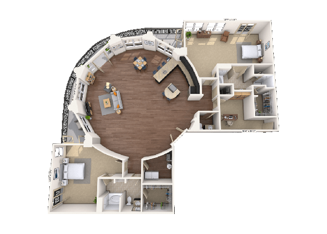 Floor plan for 2 beds, 2 baths, 2736 sqft