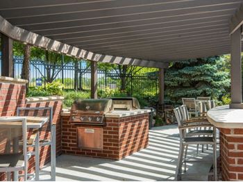 Outdoor social area with grills 