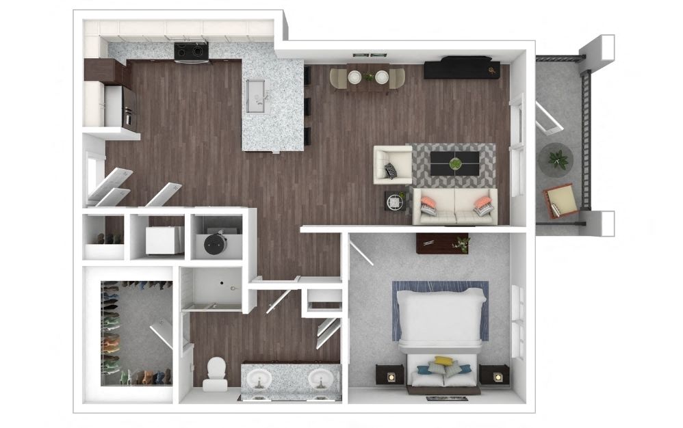 Floor plan for 1 bed, 1 bath, 759 sqft