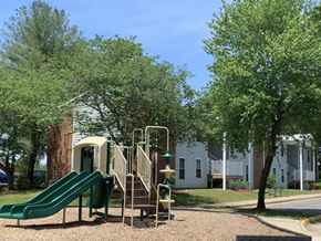 Emporia apartment for rent - a playground with a slide and playset in front of a house