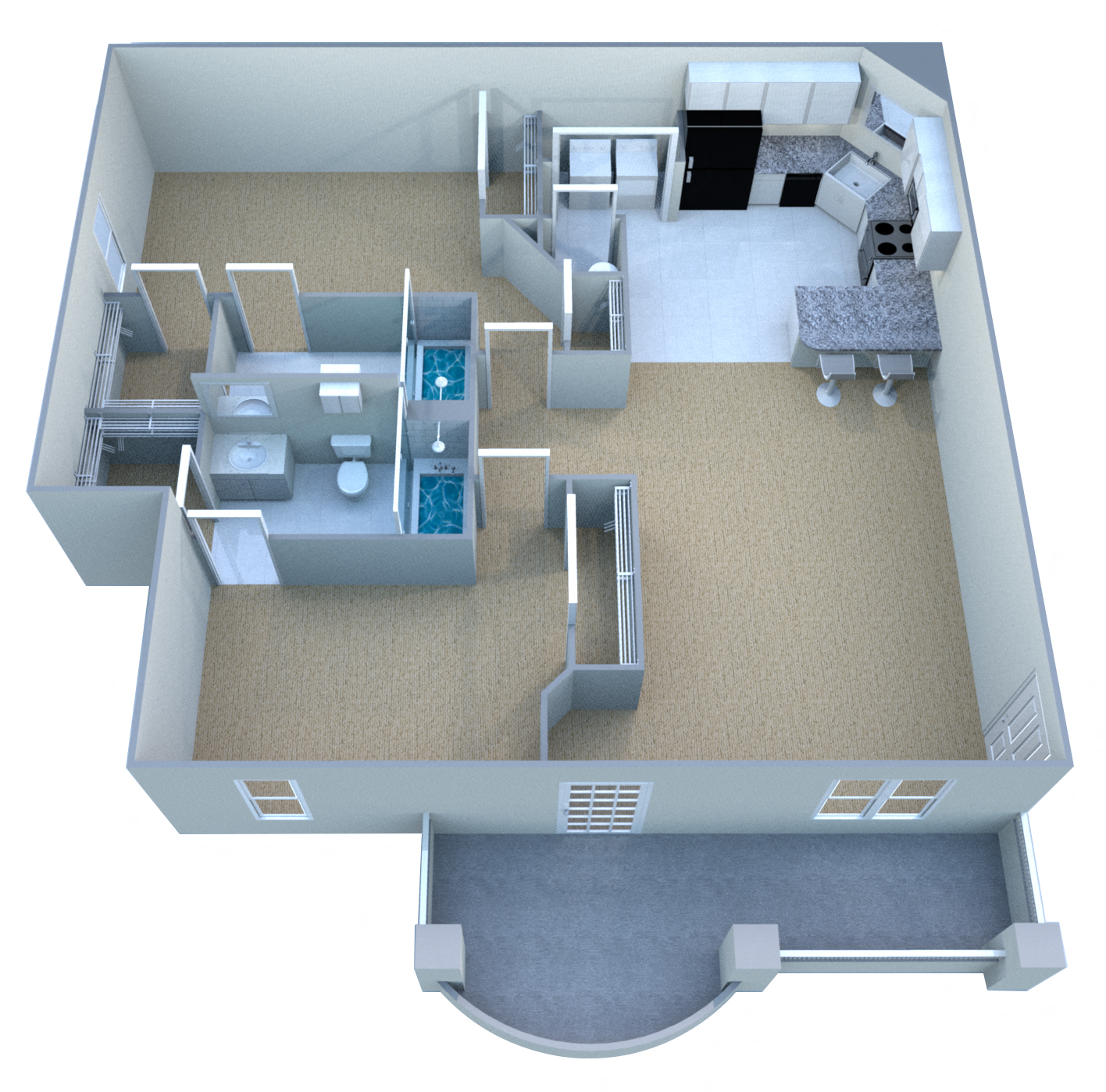 Floor plan for 2 beds, 2 baths, 1093 sqft