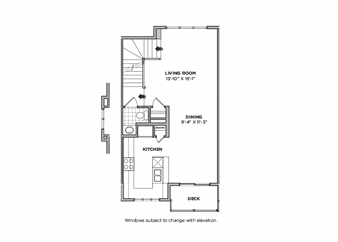 Floor plan for 2 beds, 2.5 baths, 1271 sqft
