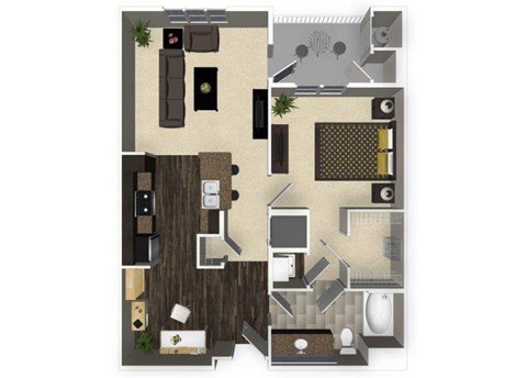 Floor plan for 1 bed, 1 bath, 819 sqft