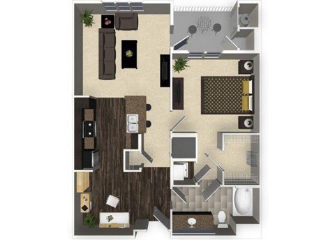 Floor plan for 1 bed, 1 bath, 824 sqft