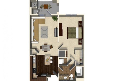 Floor plan for 1 bed, 1 bath, 759 sqft