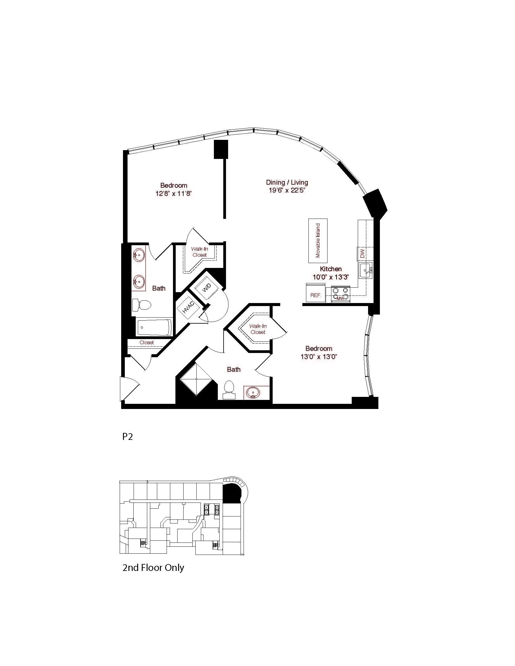 Floor plan for 1 bed, 1 bath, 1146 sqft