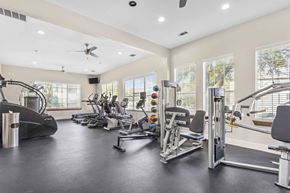 Mckinney apartment for rent - A spacious gym with a variety of equipment including treadmills, stationary bikes, and weight machines.