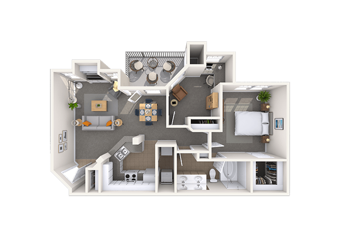 Floor plan for 2 beds, 1 bath, 870 sqft