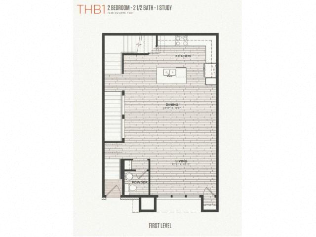 Floor plan for 2 beds, 2 baths, 1638 sqft