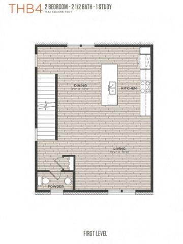 Floor plan for 2 beds, 2 baths, 1585 sqft