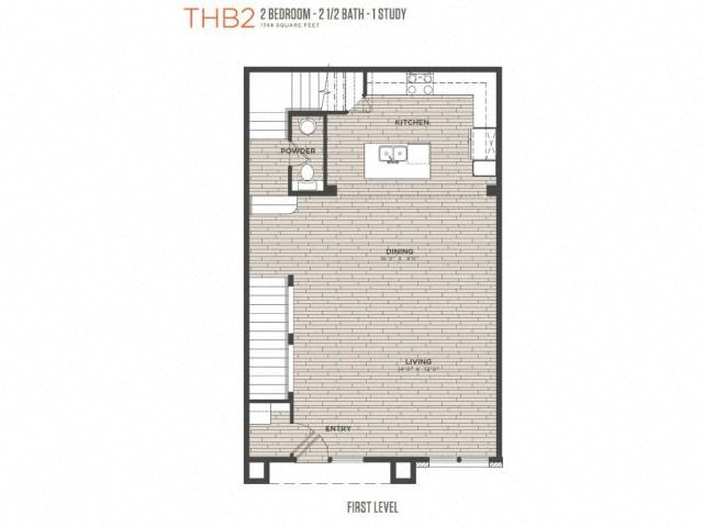 Floor plan for 2 beds, 2 baths, 1748 sqft
