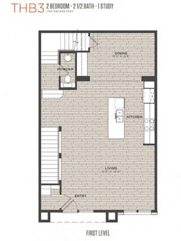 Floor plan for 2 beds, 2 baths, 1748 sqft