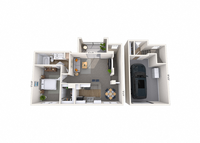 Floor plan for 1 bed, 1 bath, 820 sqft