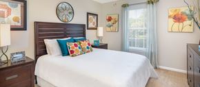Wesley Chapel apartment for rent - a bedroom with a large bed and a window