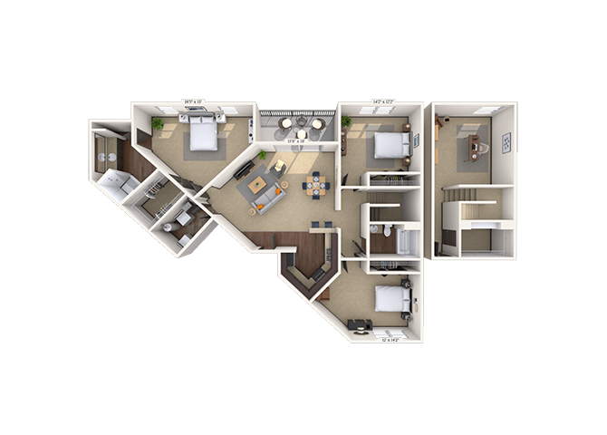 Floor plan for 3 beds, 2 baths, 1802 sqft
