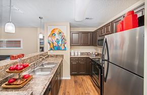 Charleston apartment for rent - a kitchen with stainless steel appliances and granite counter tops