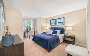 Charleston apartment for rent - a bedroom with a bed and a desk and a window