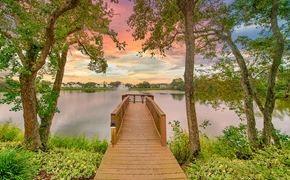 Jacksonville apartment for rent - a dock on a lake with trees