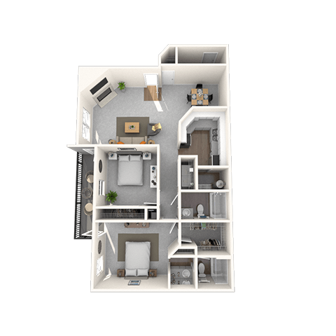 Floor plan for 2 beds, 2 baths, 1150 sqft