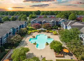 Chesapeake apartment for rent - an aerial view of a community center with an oversized swimming pool