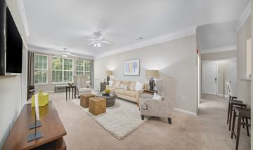 Raleigh apartment for rent - a living room with a couch and chairs and a table