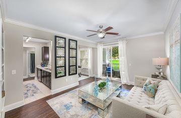 Franklin apartment for rent - A living room with a glass coffee table and a white sofa.