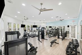 Gulf Shores apartment for rent - A gym with a variety of equipment including treadmills, weights, and exercise machines.