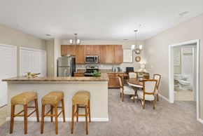 Gulf Shores apartment for rent - A kitchen with a bar area and a dining table.