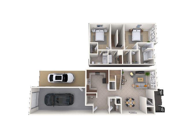 Floor plan for 2 beds, 2 baths, 1724 sqft