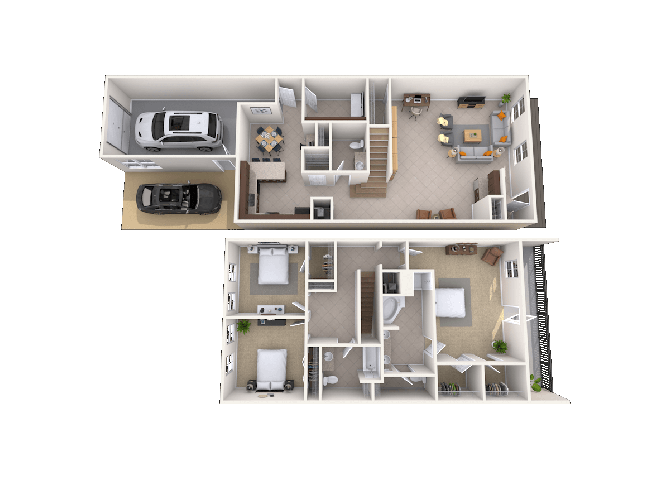 Floor plan for 3 beds, 2 baths, 2116 sqft