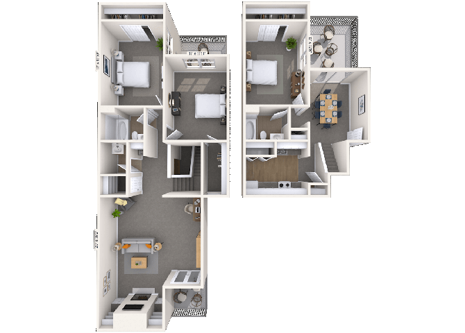 Floor plan for 3 beds, 2 baths, 1750 sqft