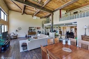 Winnetka apartment for rent - a living room and dining room with a wooden table