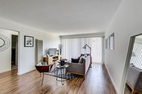 San Francisco apartment for rent - a living room with a couch and a table and a tv