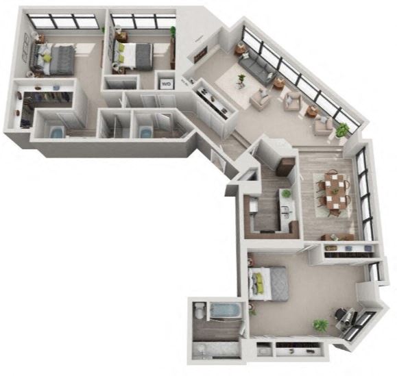 Floor plan for 3 beds, 3 baths, 2191 sqft