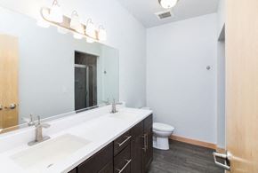 Sioux City apartment for rent - a bathroom with a sink and a toilet and a mirror