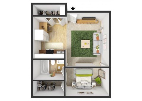 Floor plan for studio, 1 bath, 452 sqft