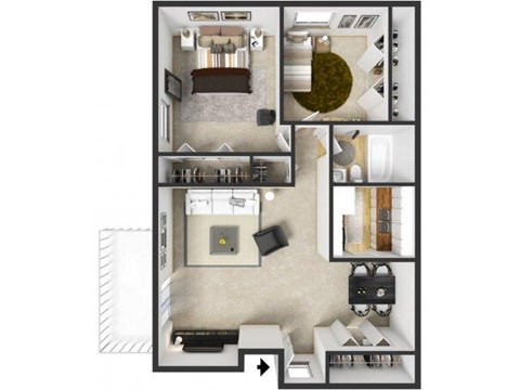 Floor plan for 2 beds, 1 bath, 800 sqft