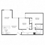Floor plan for 2 beds, 2 baths, 863 sqft