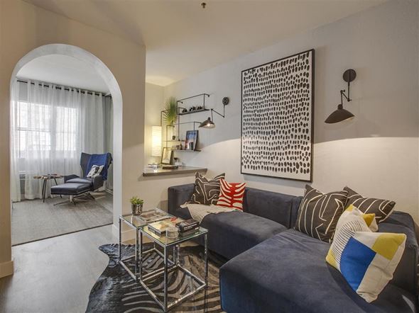 Los Angeles apartment for rent - a living room with a couch and a table