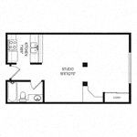 Floor plan for studio, 1 bath, 514 sqft