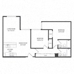Floor plan for 2 beds, 2 baths, 863 sqft
