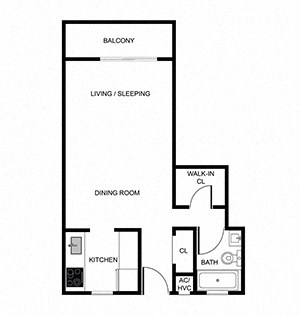 Floor plan for studio, 1 bath, 450 sqft